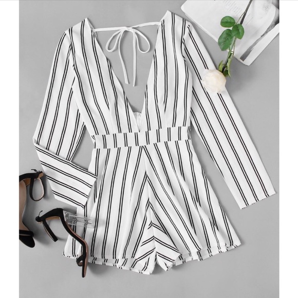 Pants - Sun-sational Striped White Romper